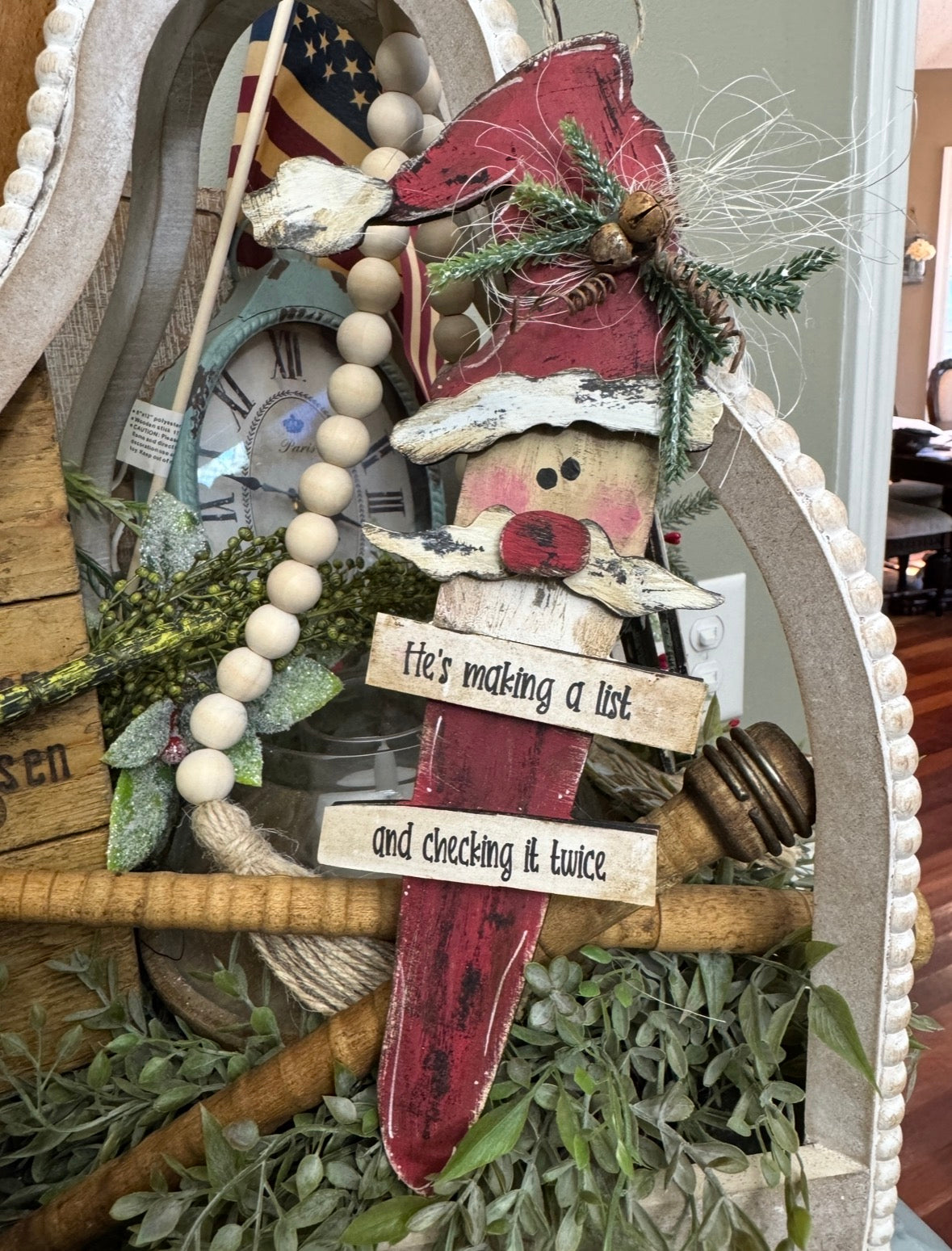 Wonky Santa ornaments set of 2 #302