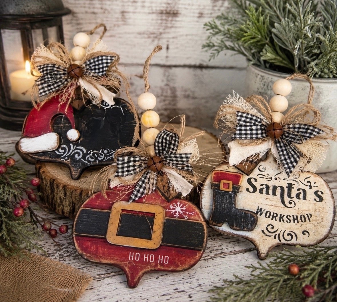 Santa ornaments- set of 3