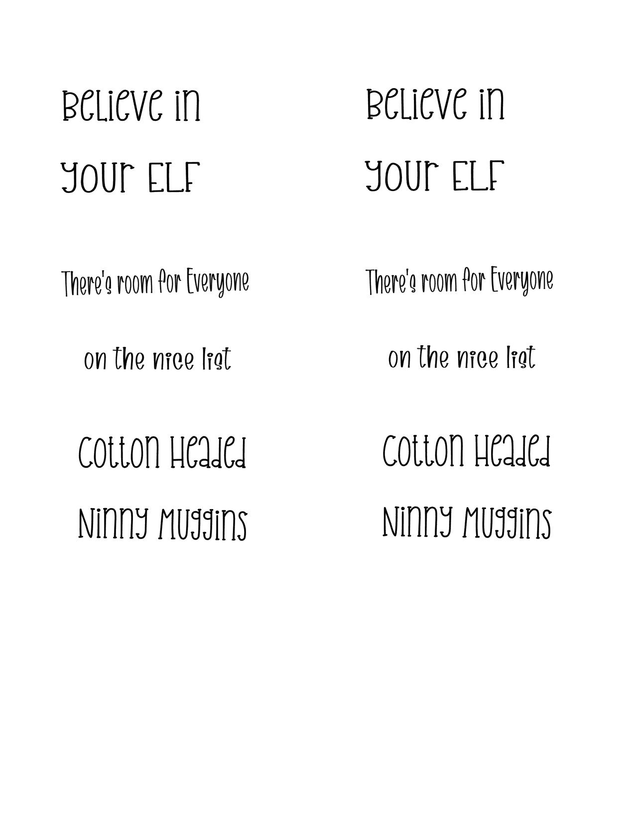 Saying for Elf ornaments