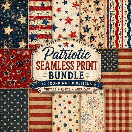 Patriotic Print Bundle, Digital Papers, Instant Download