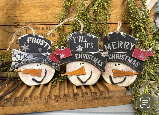 Wonky snowman ornaments #239 set of 3