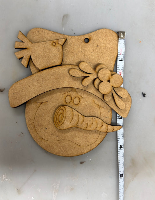 Woodland snowman ornaments.  Set of 2. # 282