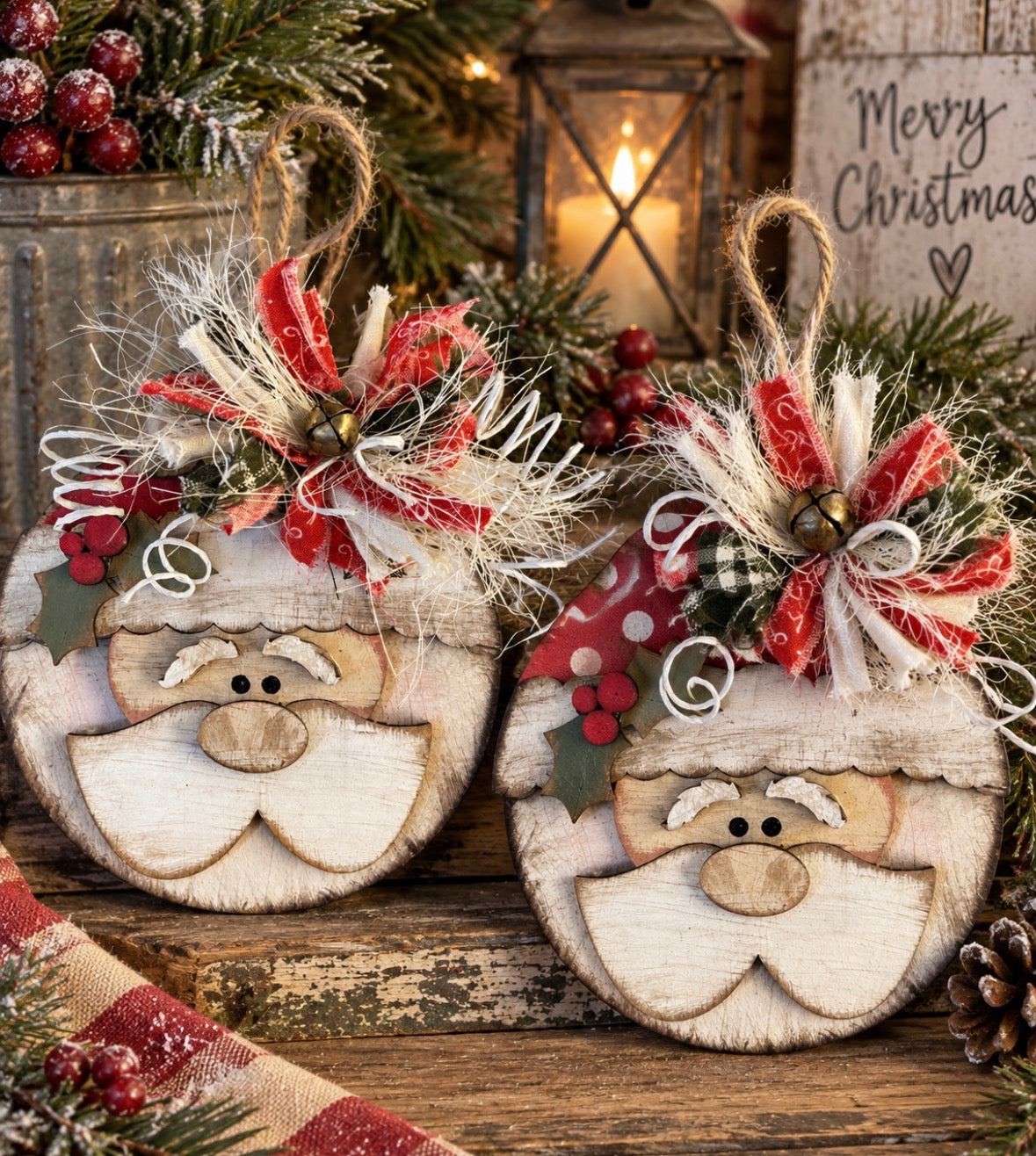 Papa Peppermint  set of 2 ornaments