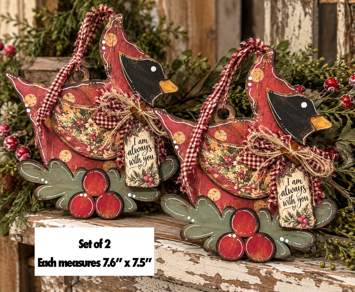 Cardinal ornaments. Set of 2