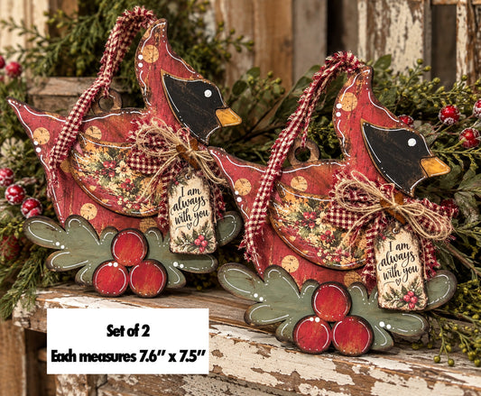 Cardinal ornaments. Set of 2