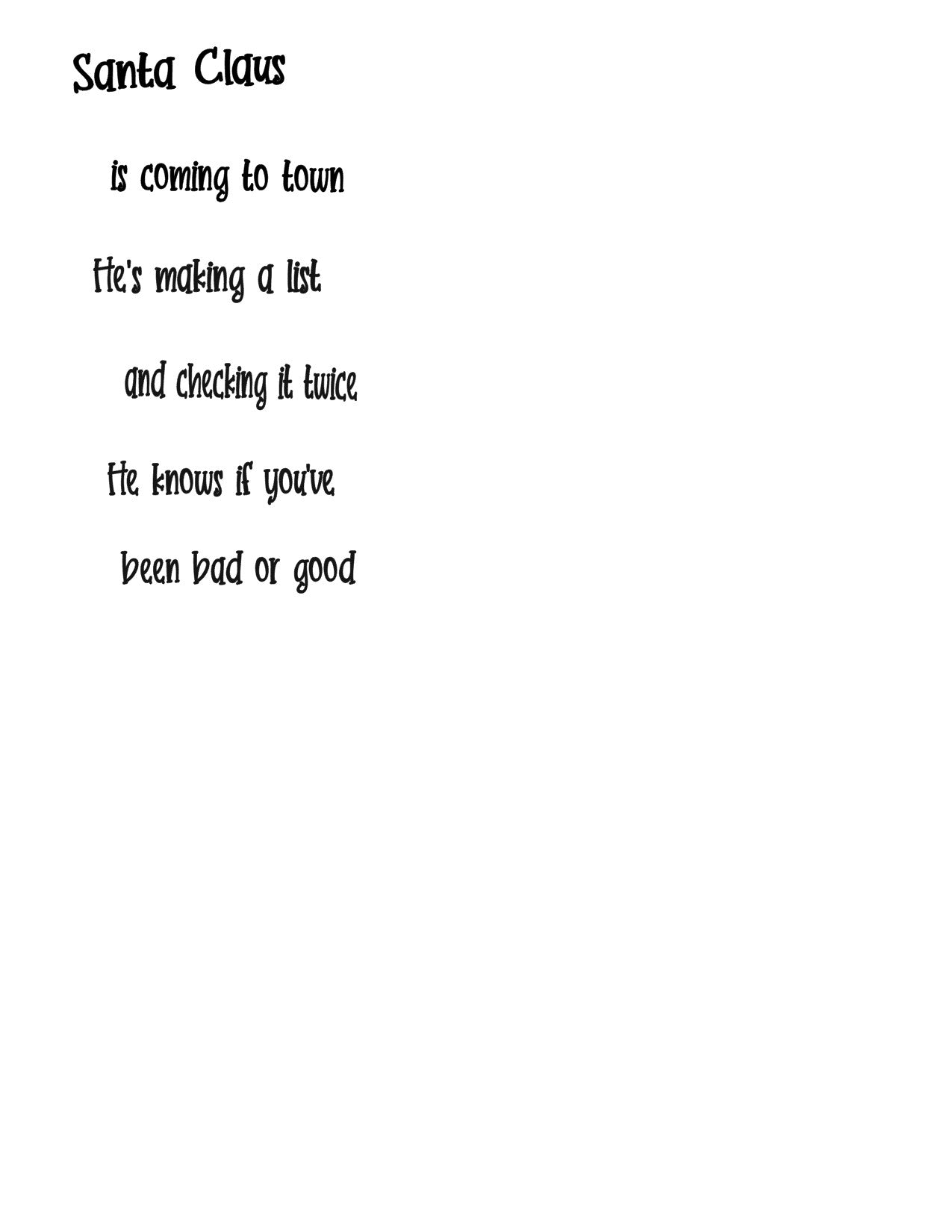 Saying for Wonky Santa