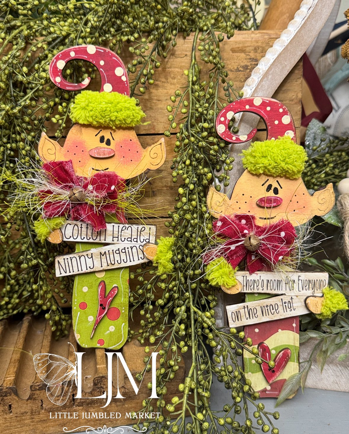 Elf ornament  2pk #158